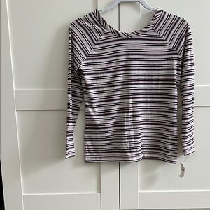 Talbots Pink, Black and White Striped Raglan Long Sleeve Top . Sports wear.